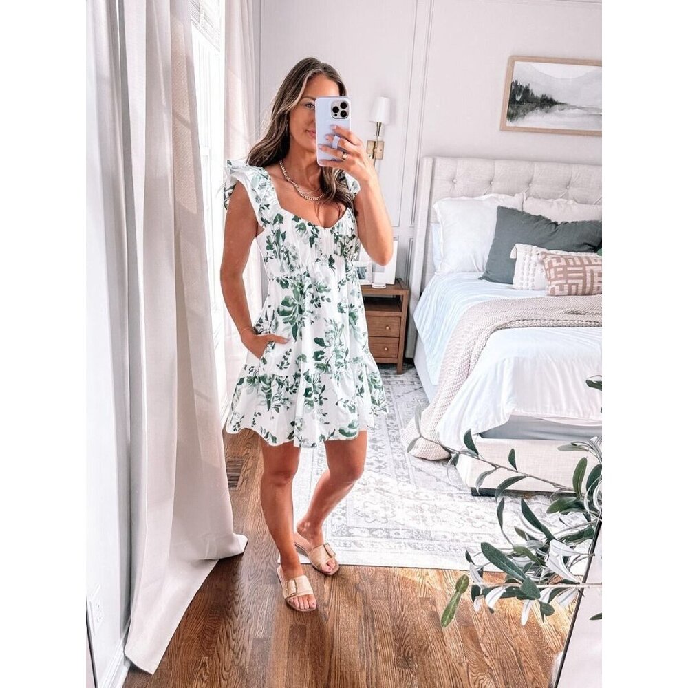 Abercrombie & Fitch Womens Dress Ruched Flutter Sleeve Mini Size Medium Tall
